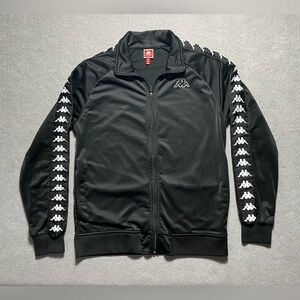 Kappa Black Track Jacket Men’s Medium Full Zip Side Logo Authentic